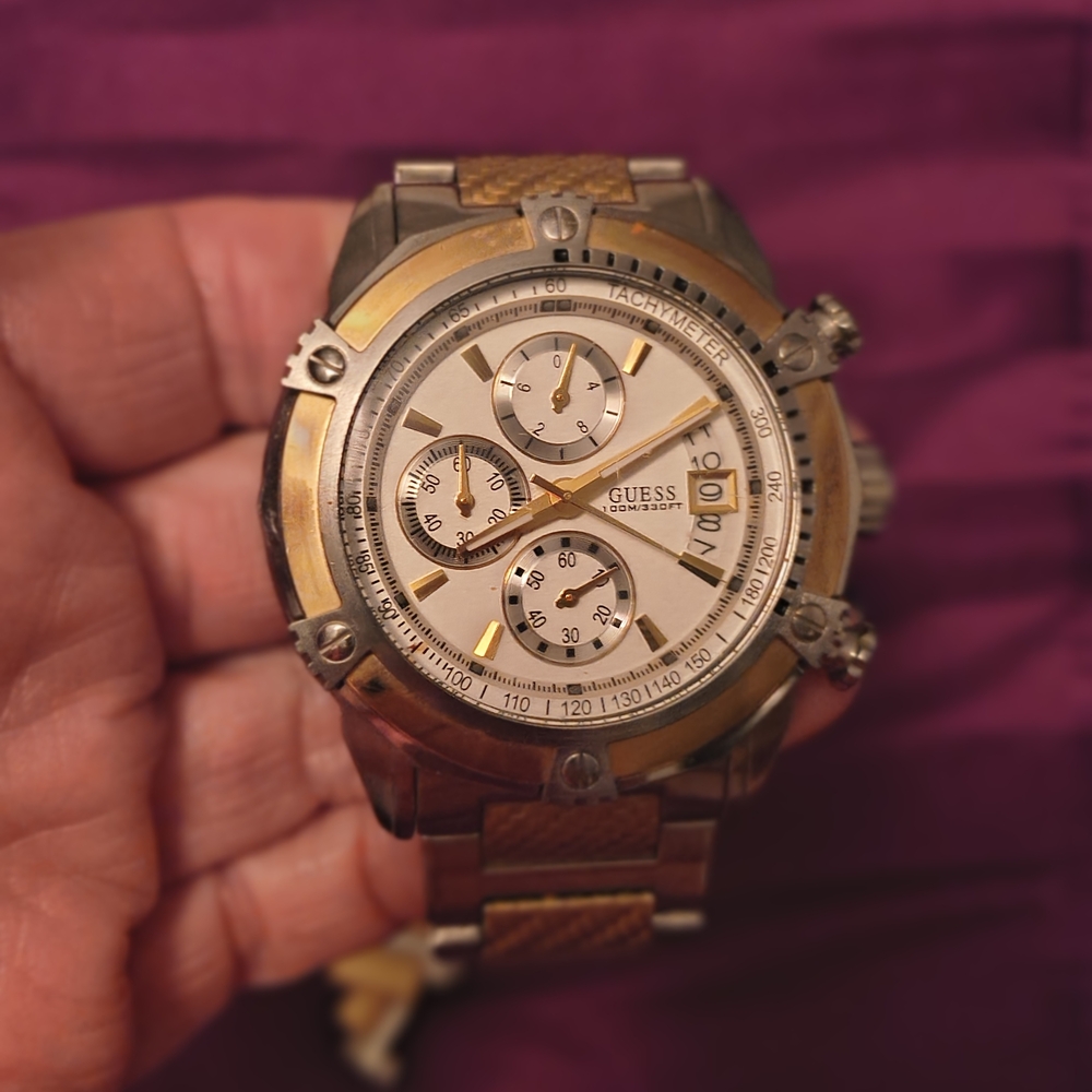 Guess Men's Chronograph Watch with Gold Accents